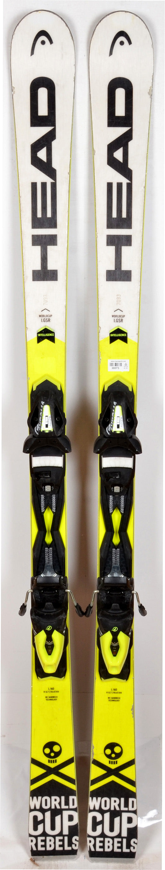 Head WORLDCUP REBELS I.GSR white/yellow - skis d'occasion