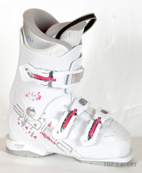 Alpina AJ3 white / pink - Chaussures de ski d'occasion Junior