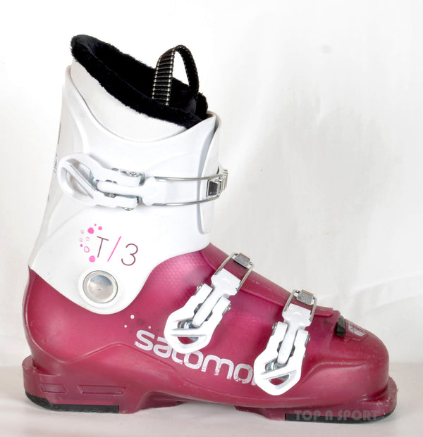 Salomon T3 GIRLY pink / white - Chaussures de ski d'occasion Junior