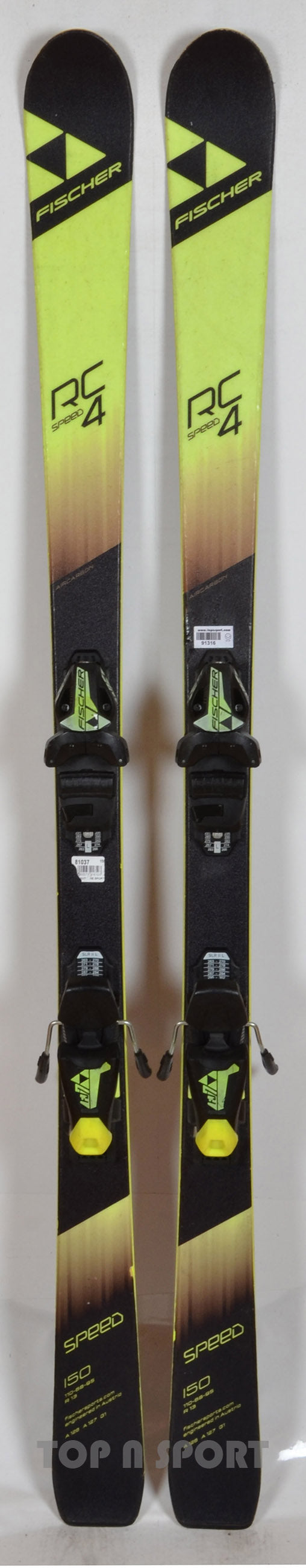Fischer RC4 SPEED JR yellow - skis d'occasion Junior