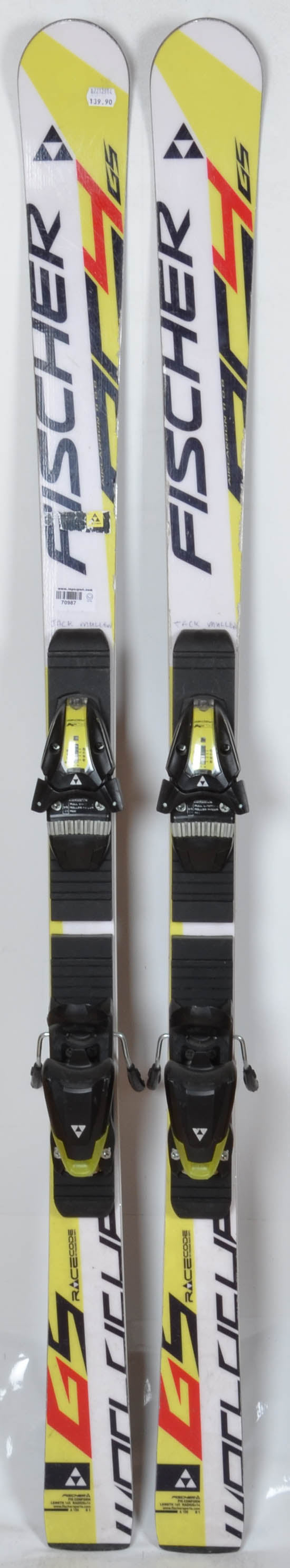 Fischer RC4 Worldcup GS JR White/Yellow - Skis d'occasion Junior