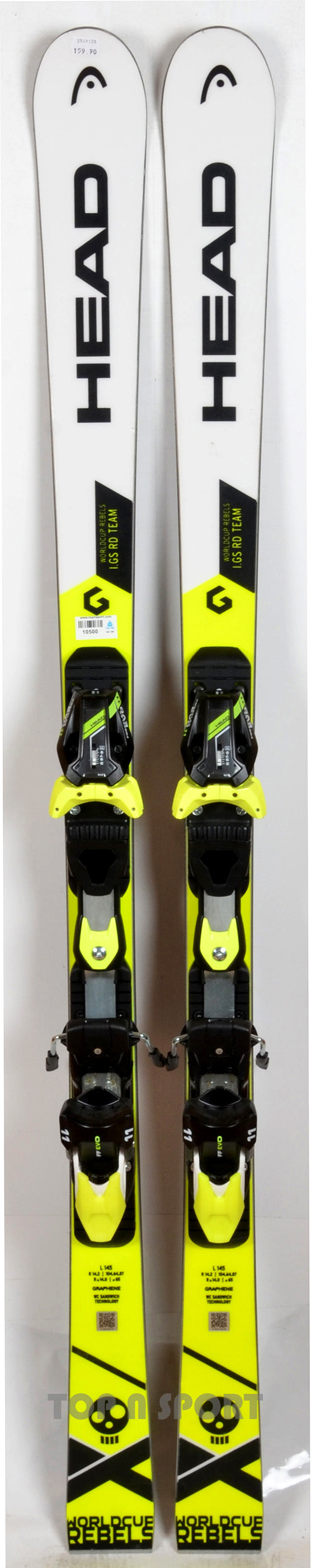 Head WC Rebels iGS RD Team white yellow - skis d'occasion Junior