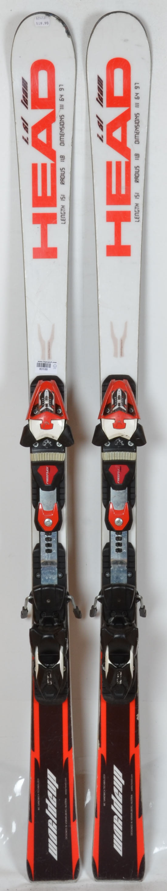 Head WORLDCUP I.SL TEAM white - skis d'occasion Junior