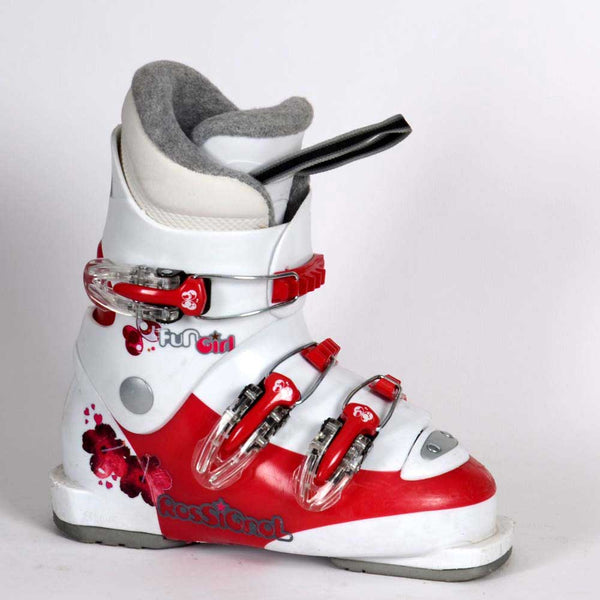 Rossignol FUN GIRL J3 red - Chaussures de ski occasion Junior
