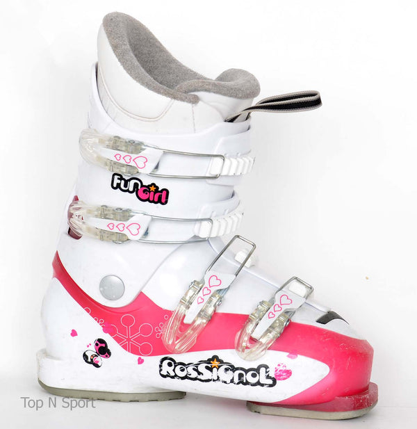 Rossignol FUN GIRL J4 white - Chaussures de ski occasion Junior