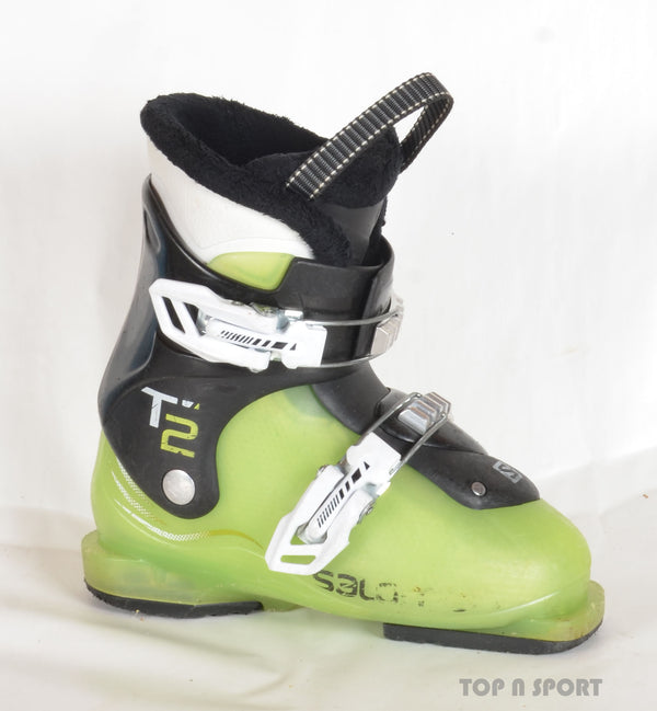 Salomon T2 green - chaussures de ski d'occasion Junior