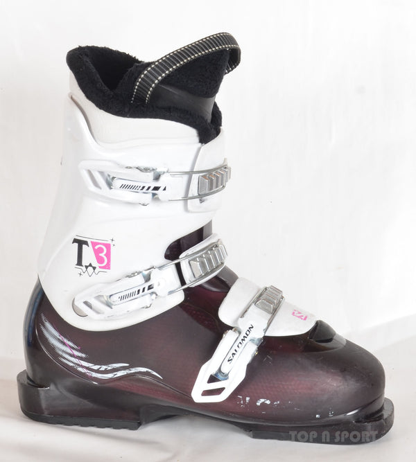 Salomon T3 girl white - chaussures de ski d'occasion Junior