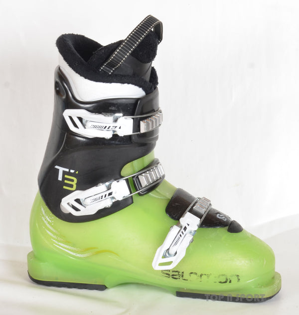 Salomon T3 green - chaussures de ski d'occasion Junior