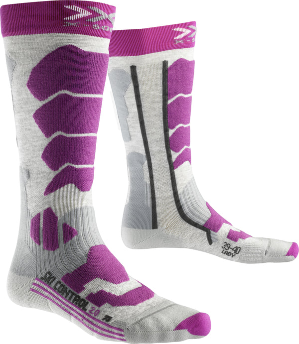 X-SOCKS SkiControl 2.0 Lady Gr/Viol - Chaussettes de ski femme neuf déstockage